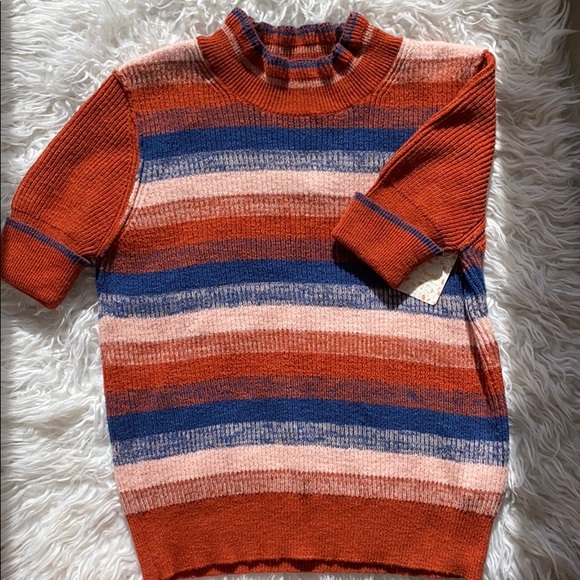 NWT Free People Best Intentions Striped Half Sleeve Sweater Shirt Size L - Picture 5 of 16